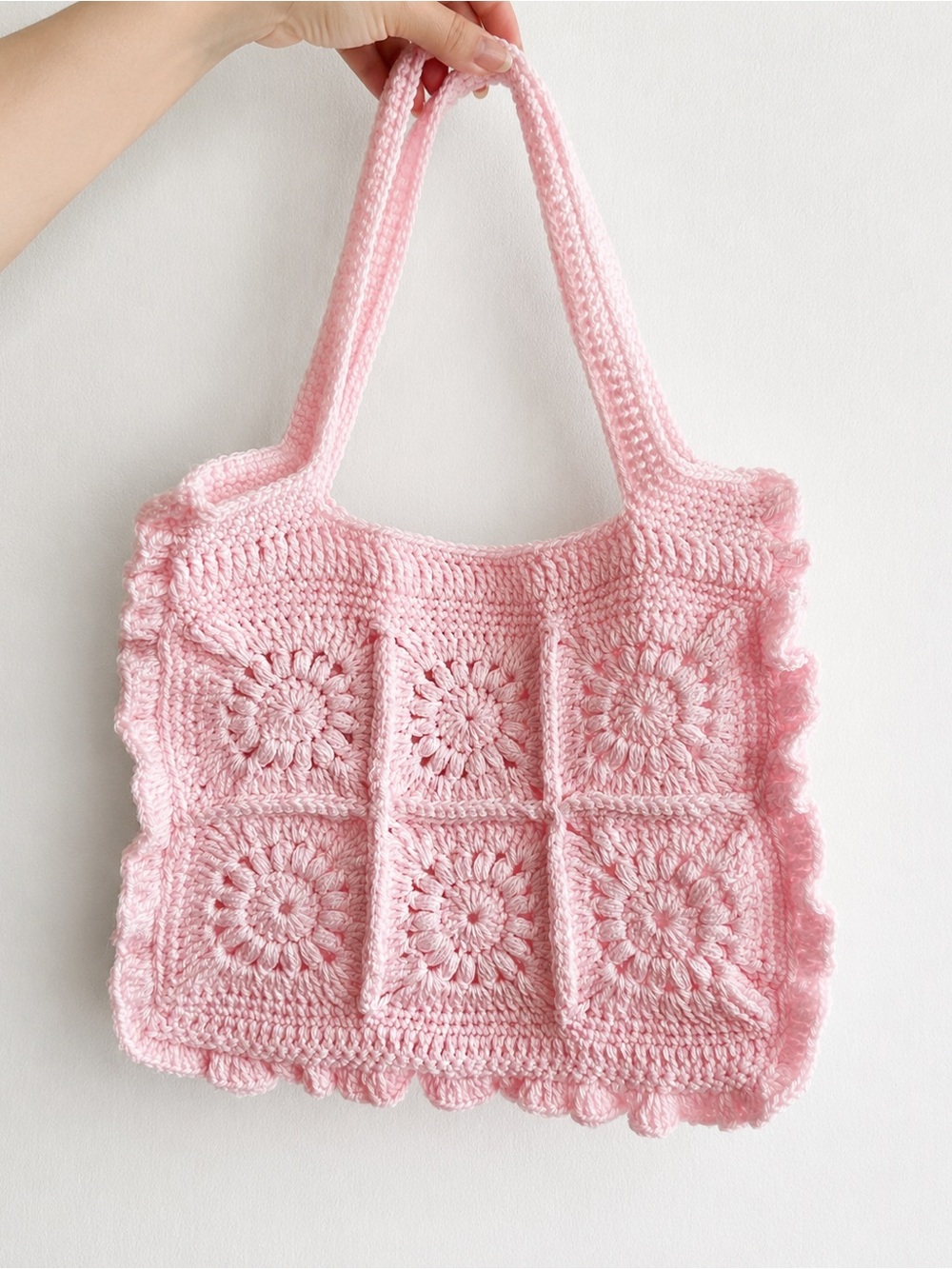 Handmade Pink Crochet Tote Bag